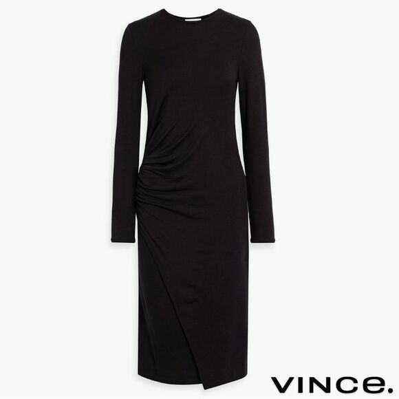 VINCE. **NWT** Gathered Long Sleeve Midi Sheath Dress